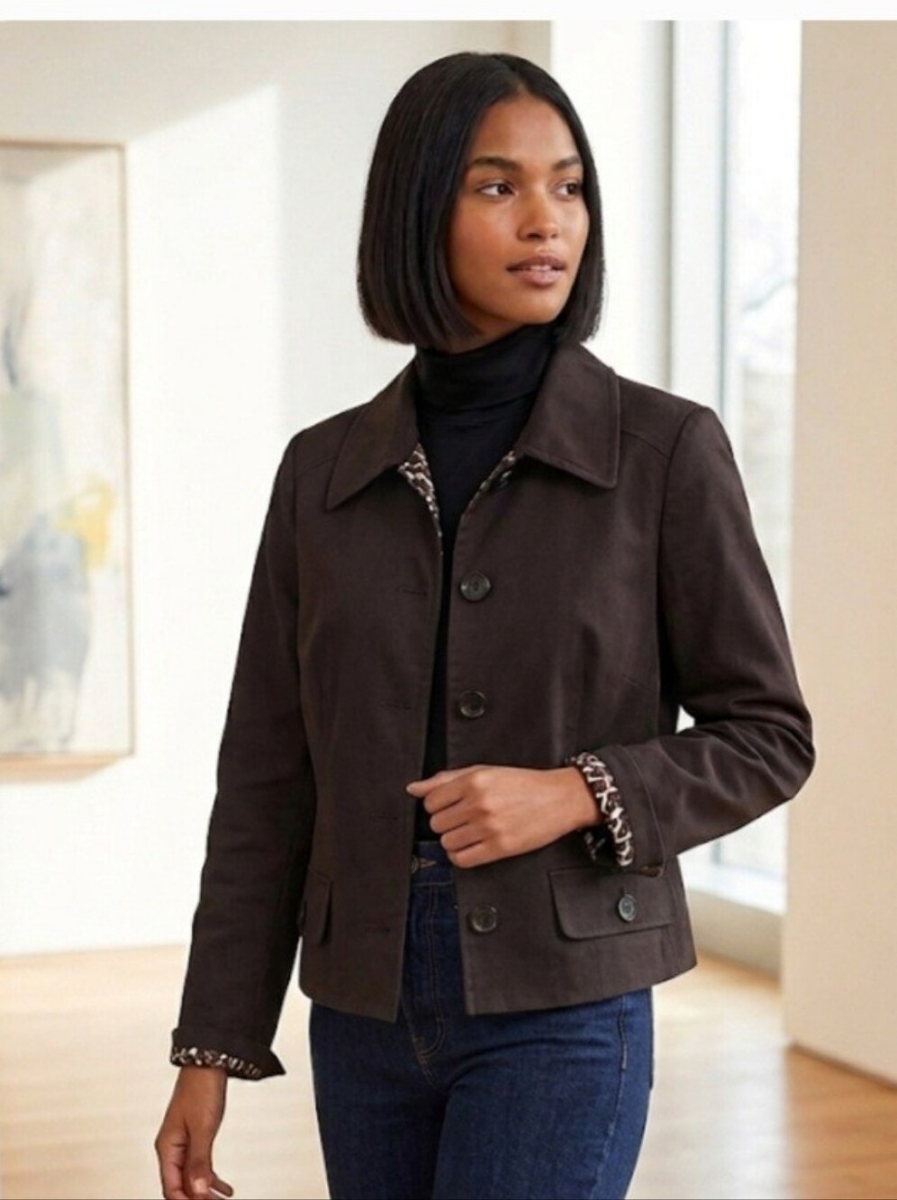 Chico's Classic Tailored Brown Button-Front Jacket